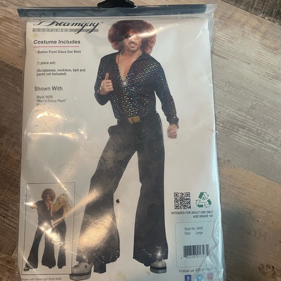 70's Disco Dude Shirt Costume Adult in Retail Package Mens Large Dreamguy - Picture 1 of 3